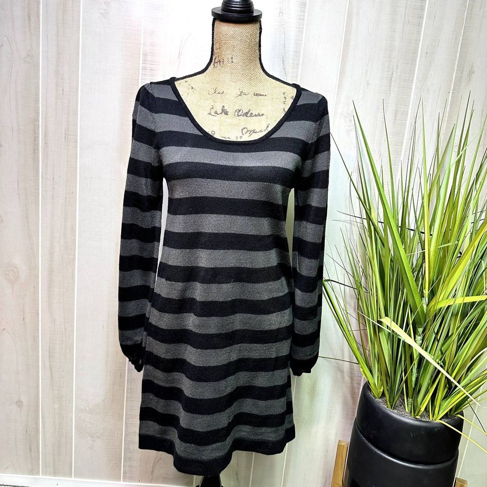 Lapis Women Size L Black‎ Stripped Dress